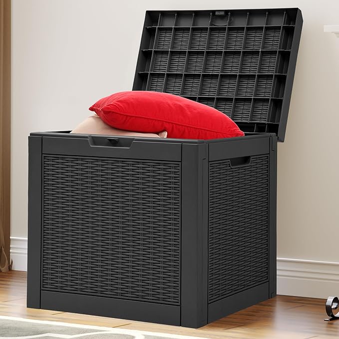 YITAHOME 32 Gallon Rattan Deck Box, Indoor Outdoor Storage Box by YITAHOME