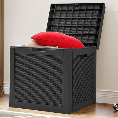 YITAHOME 32 Gallon Rattan Deck Box, Indoor Outdoor Storage Box by YITAHOME