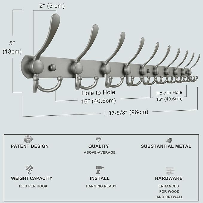 Dseap Coat Rack Wall Mount - Image 6