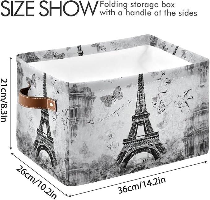 YETTASBIN Paris Eiffel Tower Storage Basket 1pc, Large Collapsible Toys Clothes - Image 4