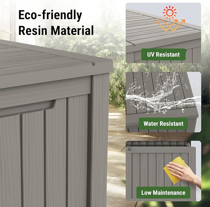 Mars Villa 119 Gallon Outdoor Storage Box, Large Resin Deck Box Waterproof - Image 3