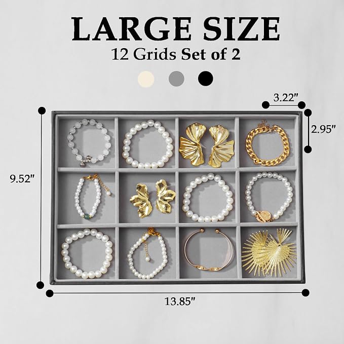 Large Jewelry Organizer Tray 2 Pack, Stackable Jewelry Storage Holder - Image 4