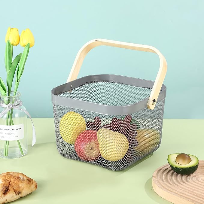 AJIODA Metal Mesh Steel Basket, Storage Organizer Basket Multi-functional - Image 3