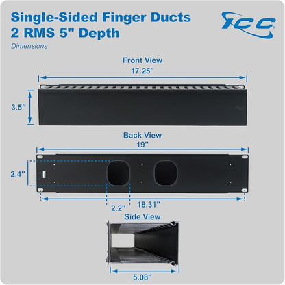 ICC 2U Finger Duct Cable Manager Panel - Image 7