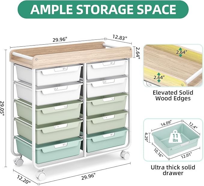 10 Drawer Rolling Storage Cart - Image 3