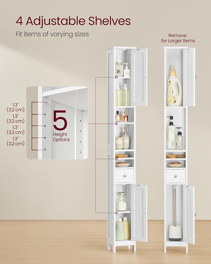 VASAGLE Tall Storage Cabinet, Slim Freestanding Floor Cabinet - Image 5