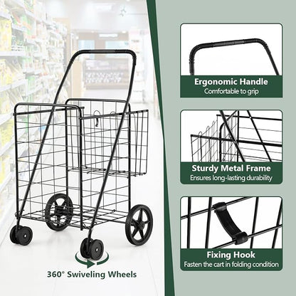 Goplus Jumbo Folding Shopping Cart - Image 4