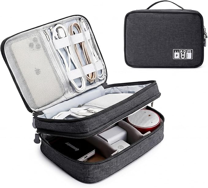 Lanola Travel Cable Organizer Bag, Electronic Accessories Case Portable Double by Lanola