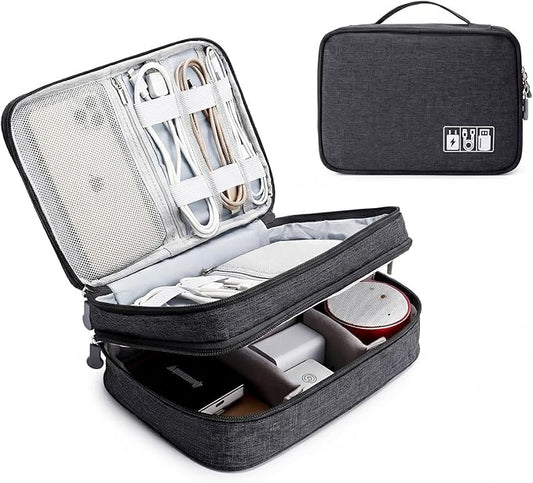 Lanola Travel Cable Organizer Bag, Electronic Accessories Case Portable Double by Lanola