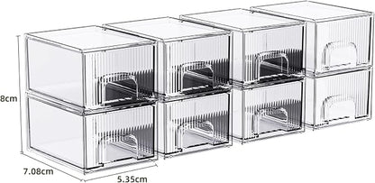 ZJIAI 8 Pack Clear Stackable Storage Drawer, Acrylic Drawer, Cosmetic Organizer - Image 3