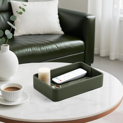 PU Leather Valet Tray Organizer, Modern Nightstand Organizer Bedside Desktop - Image 5