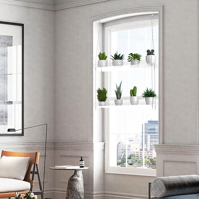 2-Tier Hanging Clear Plant Shelves - Image 2