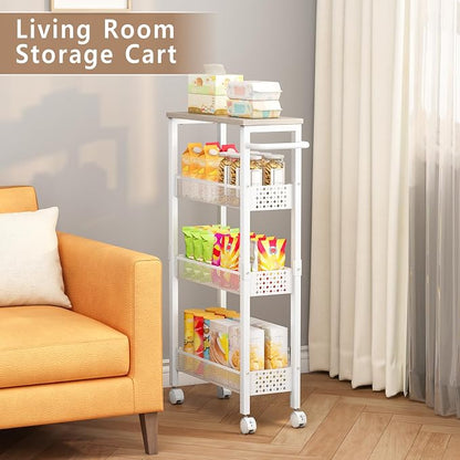 Utility Slim Rolling Storage Cart, 4-Tier Narrow Metal Organizer - Image 8