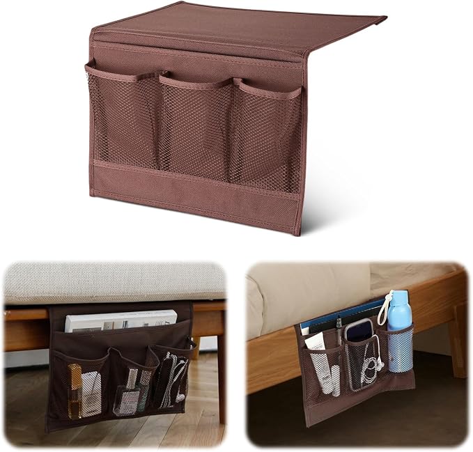 Bedside Storage Organizer with 4 Pockets, Bedside Caddy, Remote Control Holder by Unknown