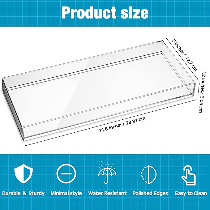 Maitys 3 Pcs Acrylic Vanity Tray Bathroom Tray - Image 2