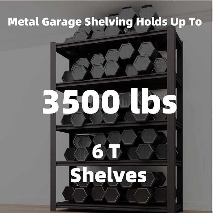 6 Tier Metal Shelving Unit, Adjustable Storage Shelves, Living Room - Image 4
