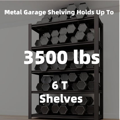 6 Tier Metal Shelving Unit, Adjustable Storage Shelves, Living Room - Image 4