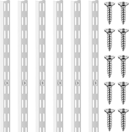 6 Pcs Dual Track Upright Wall Shelving System Heavy Duty Support System Twin by Unknown