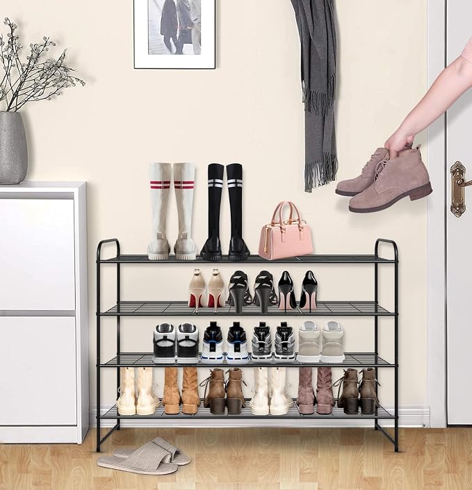 KEETDY 4-Tier Long Shoe Rack for Closet Metal Shoe Organizer for Entryway - Image 2
