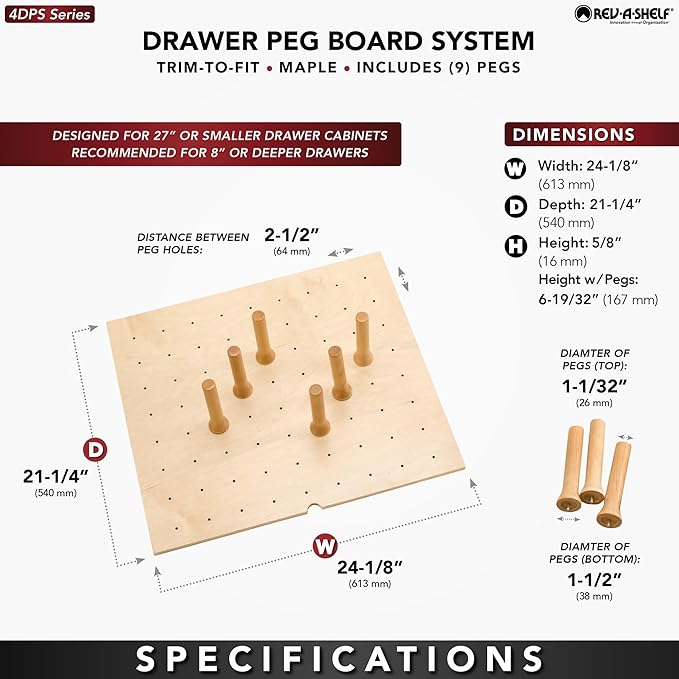 Rev-A-Shelf Trimmable Pegboard Drawer Divider Organizer, Trim to Fit Wooden - Image 5