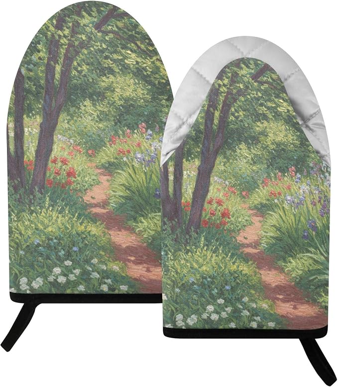Heat Resistant Oven Mitts, Spring Plants Flowers Tree Scene Kitchen Gloves by JSTEL