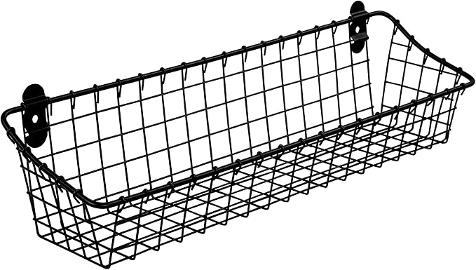 Spectrum Medium Wire Wall Basket Matte Black Rustic Wall Bin, Vintage Wire by Unknown