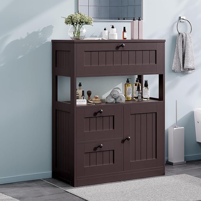 GRUSIGN Bathroom Cabinet, Modern Bathroom Floor Storage Cabinet Organizer by GRUSIGN