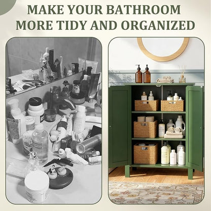 Bonnlo Free Standing Bathroom Cabinet, Sage Green Accent Storage Cabinet - Image 12
