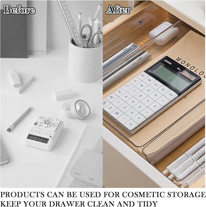 6 Pack Clear Drawer Organizer Trays Plastic Drawer Organizers Set 15 x 6 x 2 - Image 5