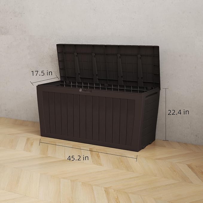 120 Gallon Resin Deck Box，Outdoor Storage Box, Waterproof Lockable Large - Image 2
