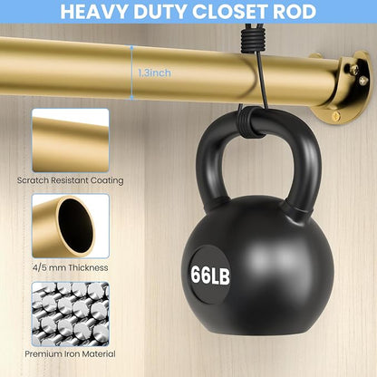 4 Pack Closet Rods for Hanging Clothes, 17 to 54 Inch Heavy Duty Stepless - Image 3