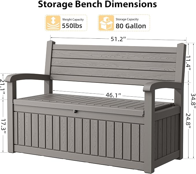 80 Gallon Lockable Deck Bench - Image 2