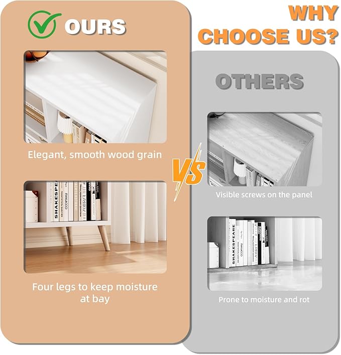 6 Cube Storage Organizer, Wood Bookcase - Image 6