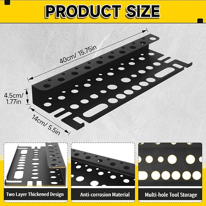 Metal Screwdriver Organizer, 15.75inch Utility Wall Mount Tool Organizer - Image 3