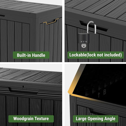 Mars Villa 45 Gallon Outdoor Storage Box, Resin Deck Box Waterproof, Storage - Image 4