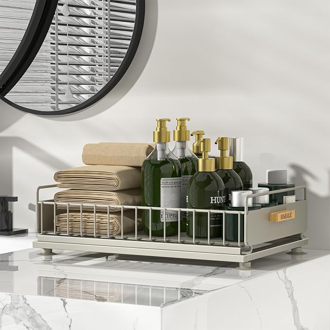 Under Sink Organizer, Single Tier Metal Pull Out Sliding Drawer Shelf - Image 7