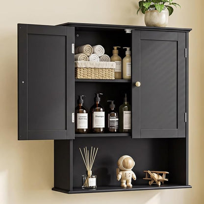 Bathroom Wall Cabinet, Over Toilet Storage Hanging Cabinet Adjustable Shelves by Elnure