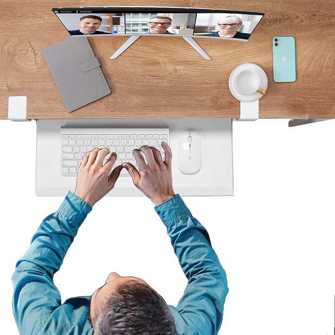 ETHU Keyboard Tray Under Desk, 19.7" X 12.2" Small Size C Clamp Keyboard Drawer - Image 6