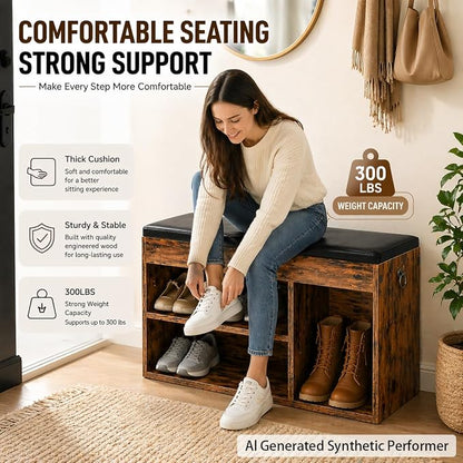 HOOBRO Shoe Storage Bench with Cushion, 32.3'' Entryway Bench with Lift Top - Image 5