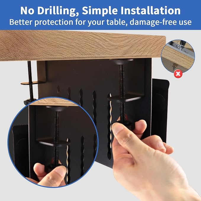 LUKETURE Desk Side Storage Laptop Holder No Drill Clamp On Organizer | Steel - Image 7