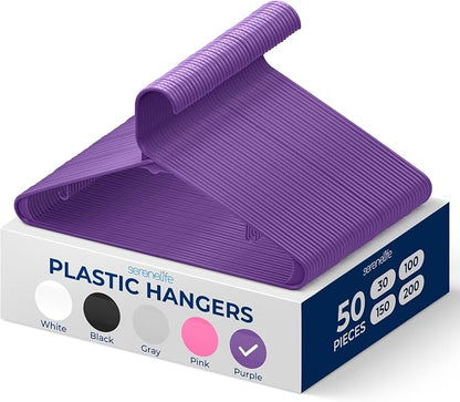 SereneLife 50 Pack Plastic Hangers, Space-Saving Closet Organizers, Durable and by SereneLife