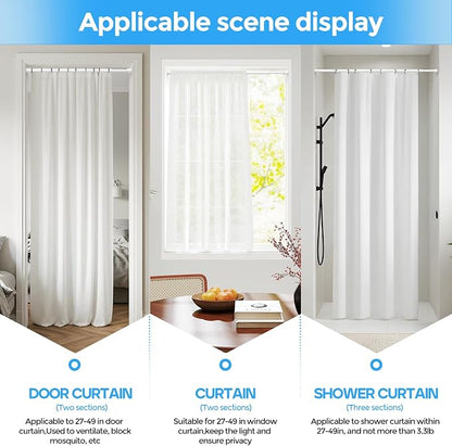 Spring Tension Curtain Rod 28-48'' 2Pcs White Adjustable Tension Rod | 5/8'' - Image 5