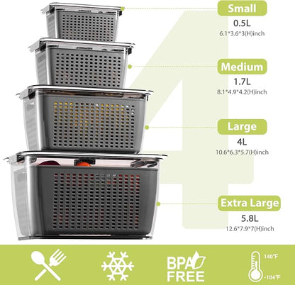 LUXEAR 4 Pack Fruit Containers for Fridge, Vegetable Storage Container - Image 2