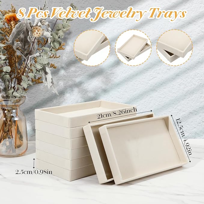 8pcs Small Velvet Jewelry Trays, Jewellery Storage Tray - Image 2