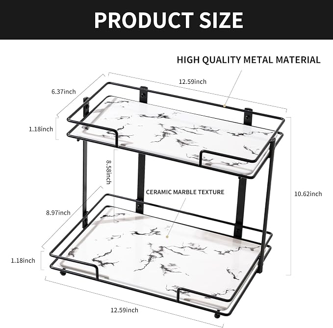 2 Tier Bathroom Cabinet Countertop Organizer Perfume Lipstick Makeup Organizer - Image 2