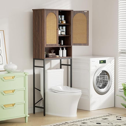 Befrases Rattan Toilet Storage Cabinet, Over the Rack Wood Cabinet - Image 5