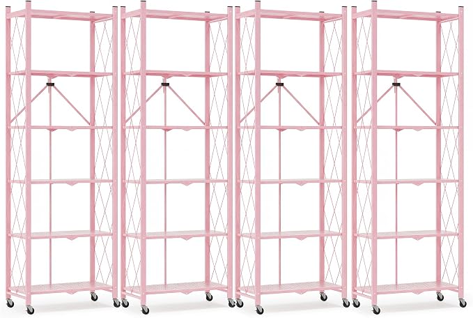 ALANNG 73.6 Inch Folding Bookshelf, 6 Tier Metal Bookcase and Bookshelves | by ALANNG