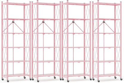ALANNG 73.6 Inch Folding Bookshelf, 6 Tier Metal Bookcase and Bookshelves | by ALANNG