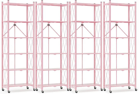 ALANNG 73.6 Inch Folding Bookshelf, 6 Tier Metal Bookcase and Bookshelves | by ALANNG