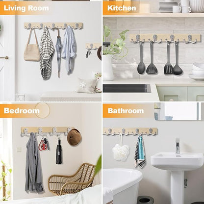 10 Pack Coat Hooks Wall Hooks for Hanging, Heavy Duty Double Prong Metal Hook - Image 2